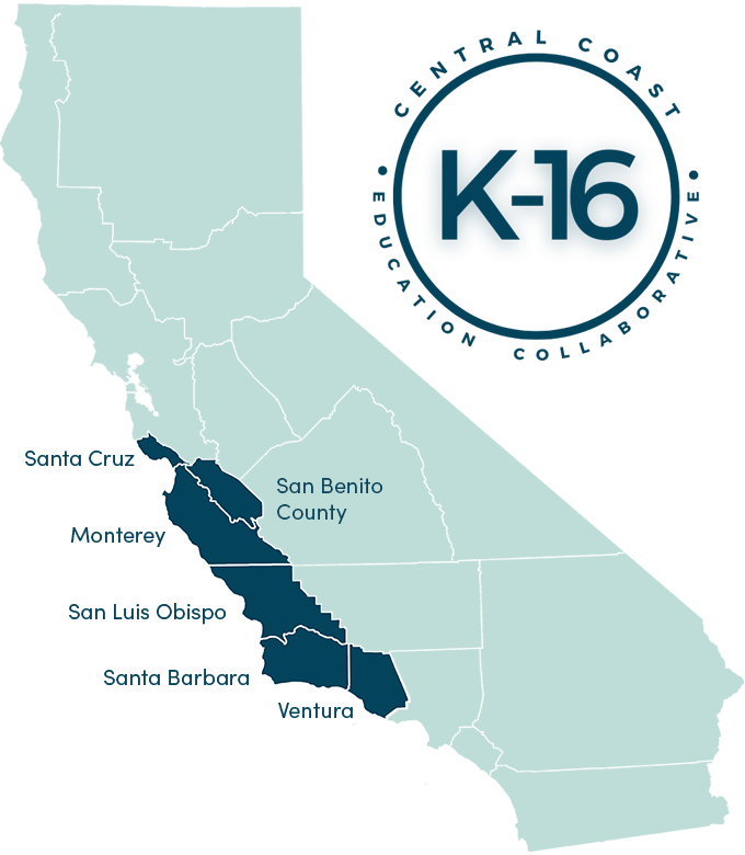 Map of Central Coast of California with K-16 Collaborative logo